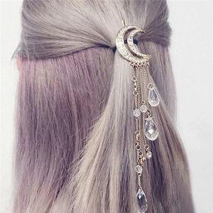 ❤️ Women's Hair Clip Moon Rhinestone Crystal Pendant Long Chain